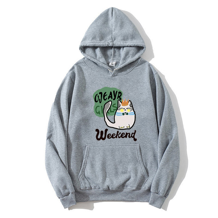 Kvinnors hoodie med lekfullt kattmotiv Mirla-Eva Jonsson