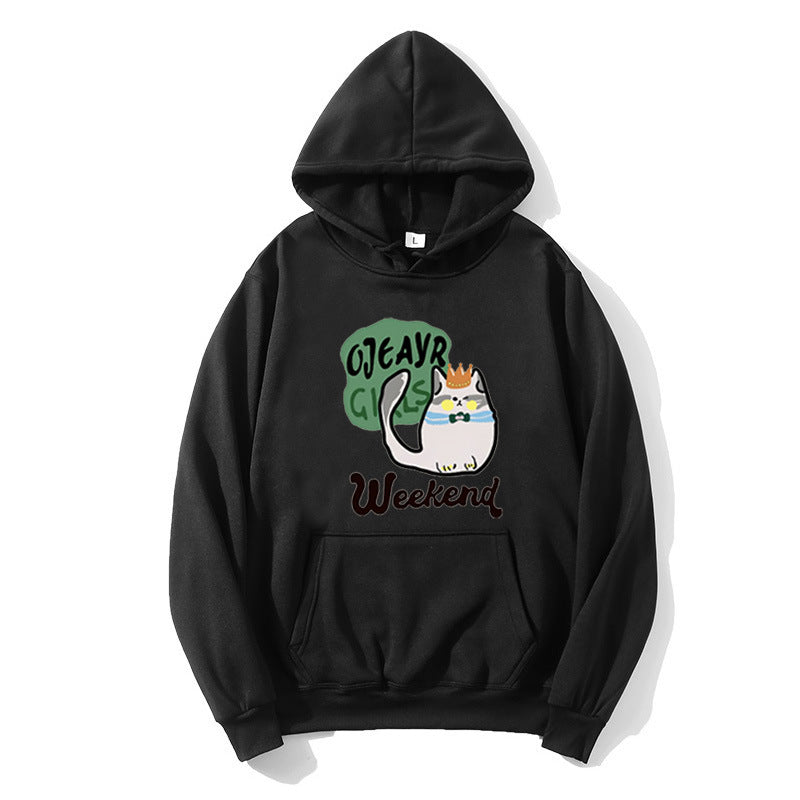 Kvinnors hoodie med lekfullt kattmotiv Mirla-Eva Jonsson