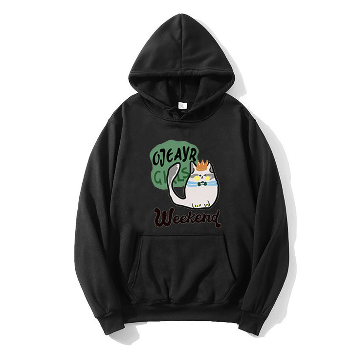 Kvinnors hoodie med lekfullt kattmotiv Mirla-Eva Jonsson