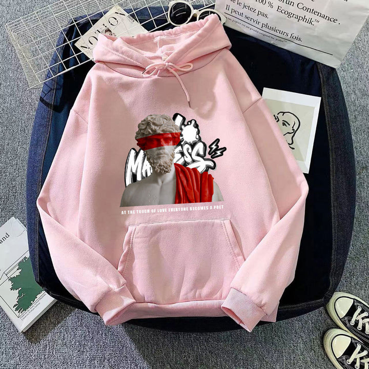 Kvinnors hoodie med modern grafisk tryck och inspirerande text Mirla-Eva Jonsson