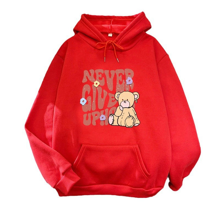 Kvinnors hoodie med motivationsdesign av björn Mirla-Eva Jonsson