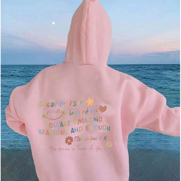 Kvinnors hoodie med motivationstryck och bekväm passform Mirla-Eva Jonsson