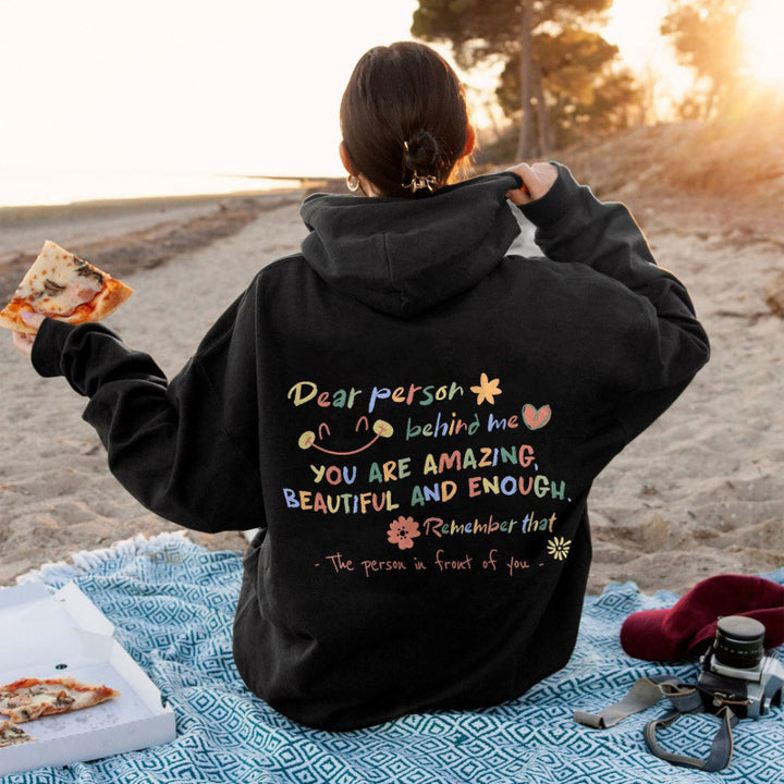 Kvinnors hoodie med motivationstryck och bekväm passform Mirla-Eva Jonsson