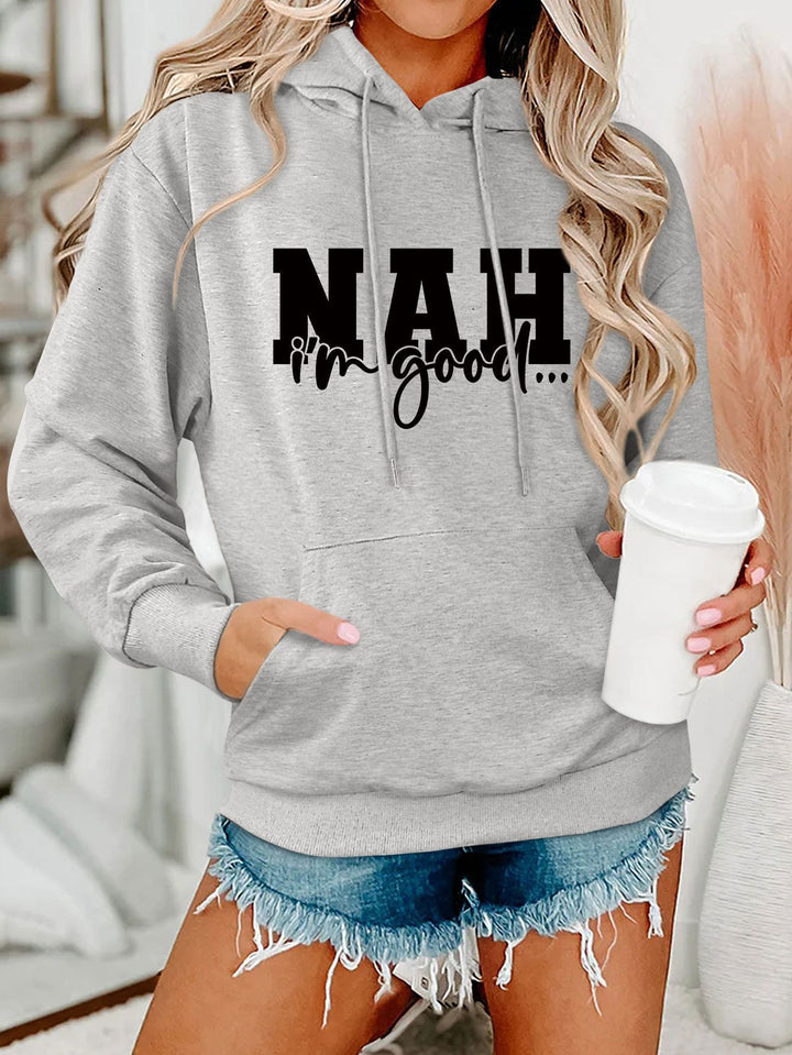 Kvinnors hoodie med motiverande text och bekväm passform Mirla-Eva Jonsson