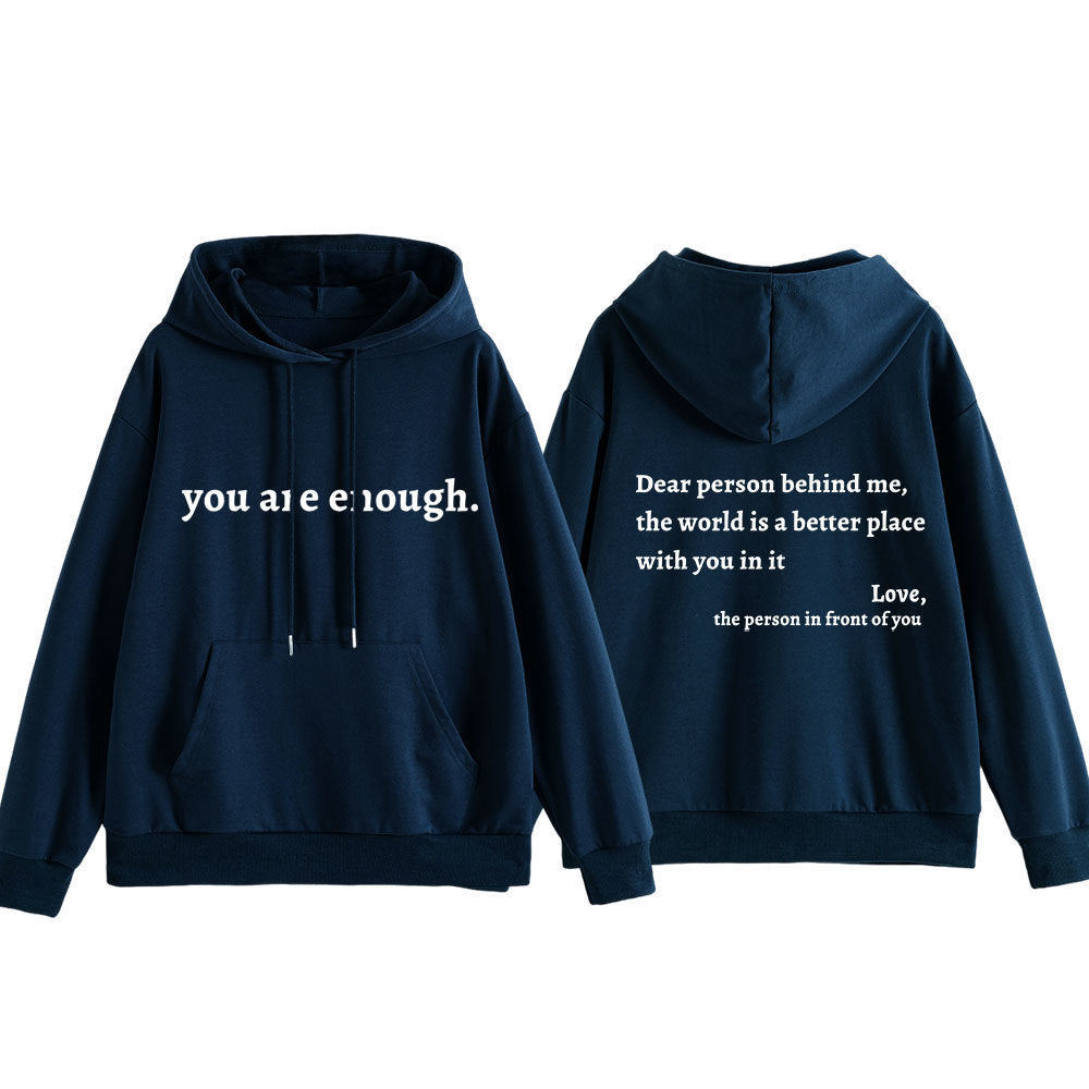 Kvinnors hoodie med motiverande text och bekväm passform Mirla-Eva Jonsson