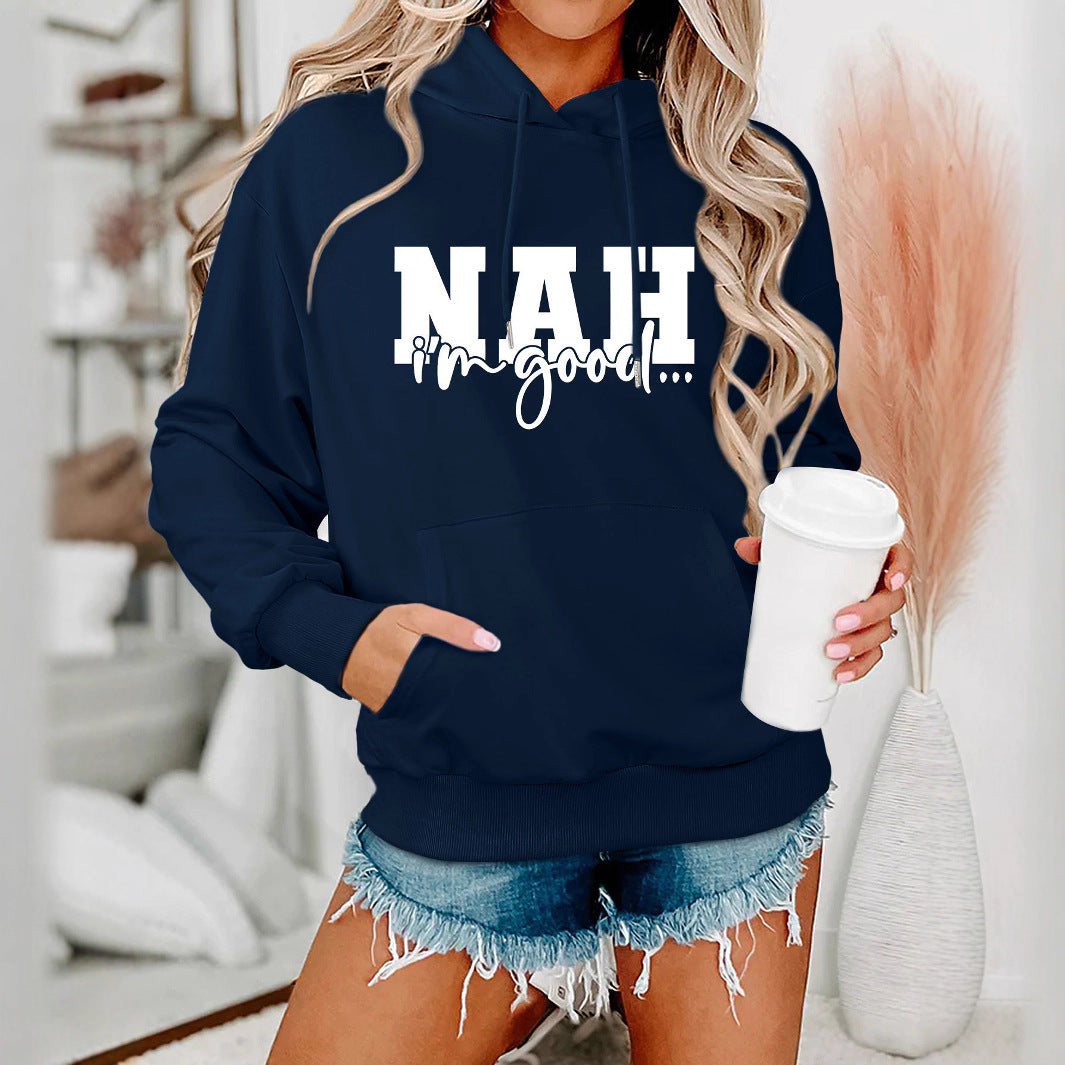 Kvinnors hoodie med motiverande text och bekväm passform Mirla-Eva Jonsson
