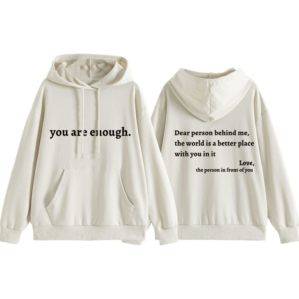 Kvinnors hoodie med motiverande text och bekväm passform Mirla-Eva Jonsson