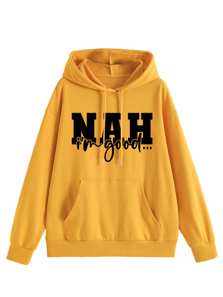 Kvinnors hoodie med motiverande text och bekväm passform Mirla-Eva Jonsson