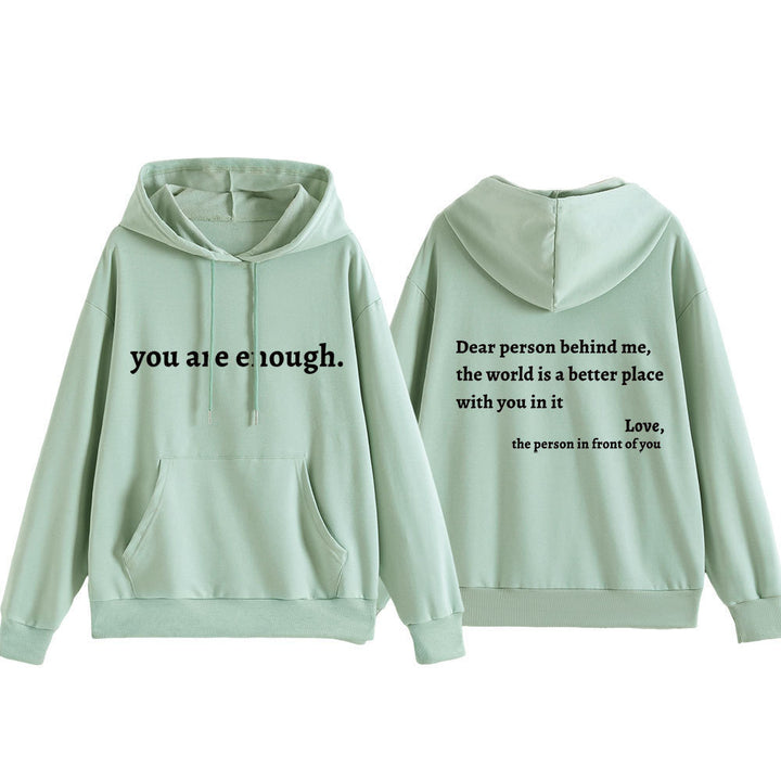 Kvinnors hoodie med motiverande text och bekväm passform Mirla-Eva Jonsson