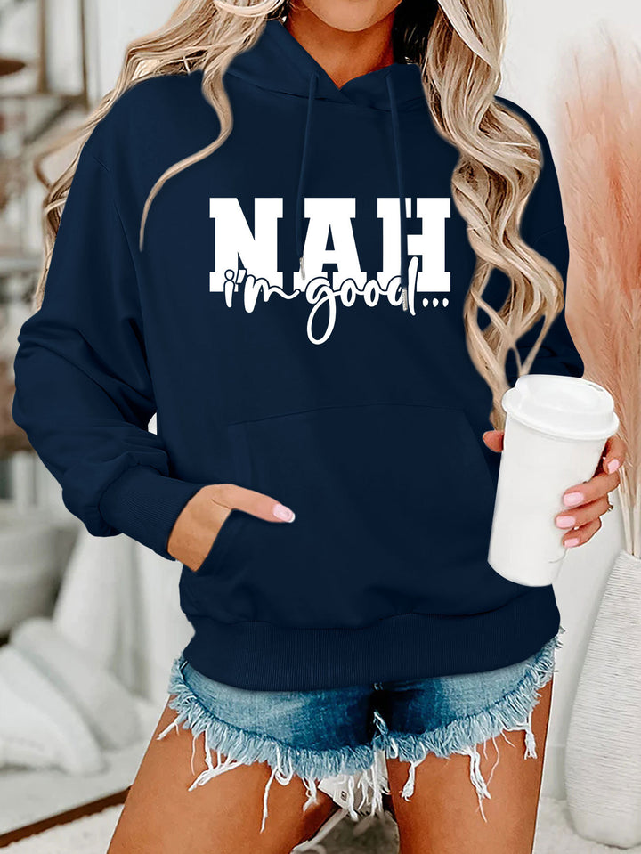 Kvinnors hoodie med motiverande text och bekväm passform Mirla-Eva Jonsson