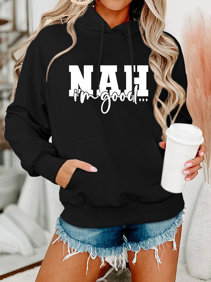 Kvinnors hoodie med motiverande text och bekväm passform Mirla-Eva Jonsson