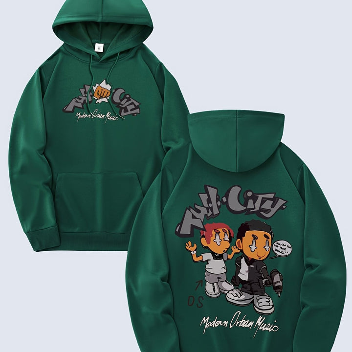 Kvinnors hoodie med originalt serietidningsdesign och konstnärlig tryck Mirla-Eva Jonsson