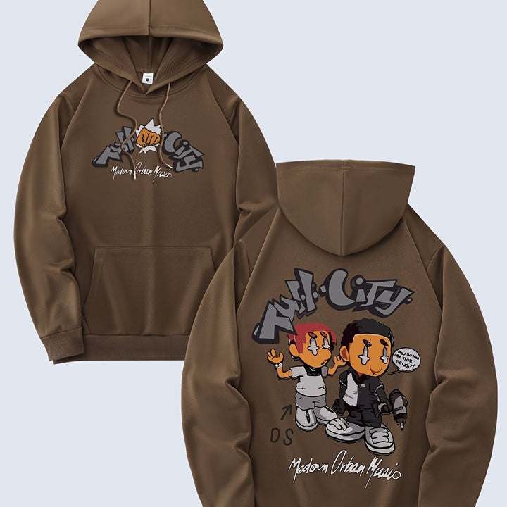 Kvinnors hoodie med originalt serietidningsdesign och konstnärlig tryck Mirla-Eva Jonsson