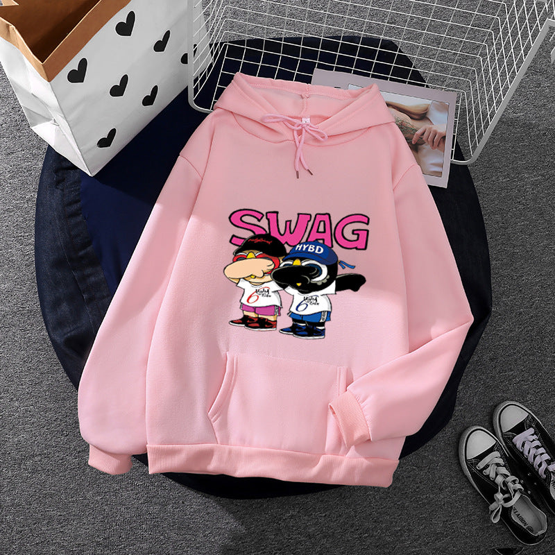Kvinnors hoodie med rolig tecknad design Mirla-Eva Jonsson
