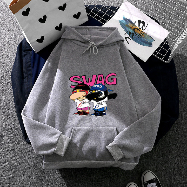 Kvinnors hoodie med rolig tecknad design Mirla-Eva Jonsson