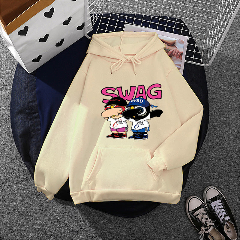 Kvinnors hoodie med rolig tecknad design Mirla-Eva Jonsson