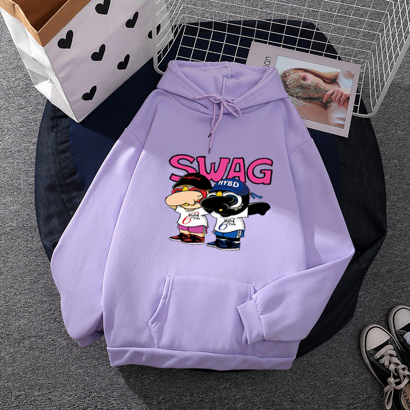 Kvinnors hoodie med rolig tecknad design Mirla-Eva Jonsson