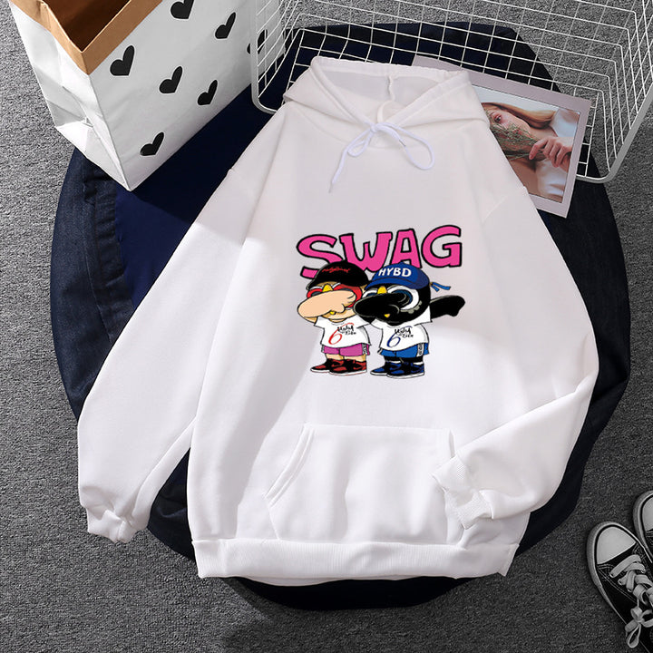 Kvinnors hoodie med rolig tecknad design Mirla-Eva Jonsson