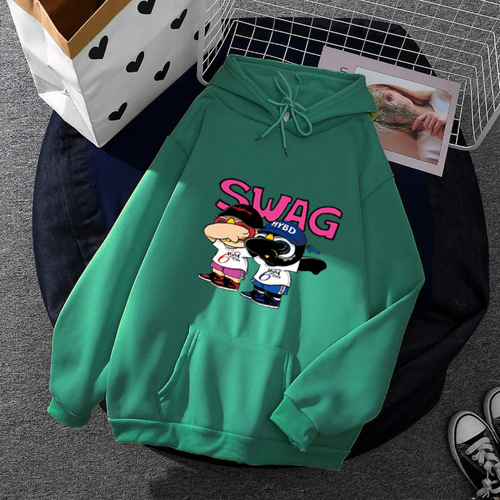 Kvinnors hoodie med rolig tecknad design Mirla-Eva Jonsson