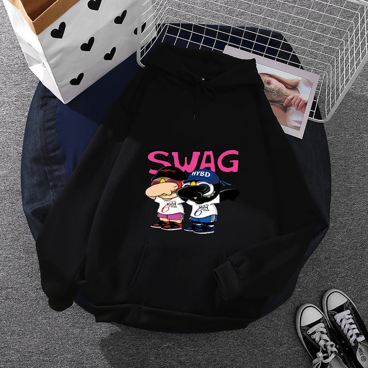 Kvinnors hoodie med rolig tecknad design Mirla-Eva Jonsson