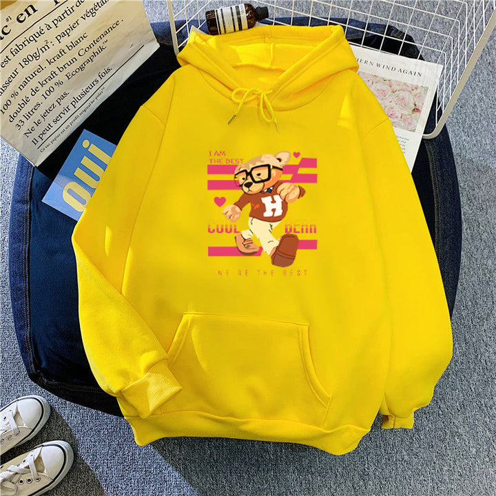 Kvinnors hoodie med roliga björnmotiv och unik grafisk tryck Mirla-Eva Jonsson