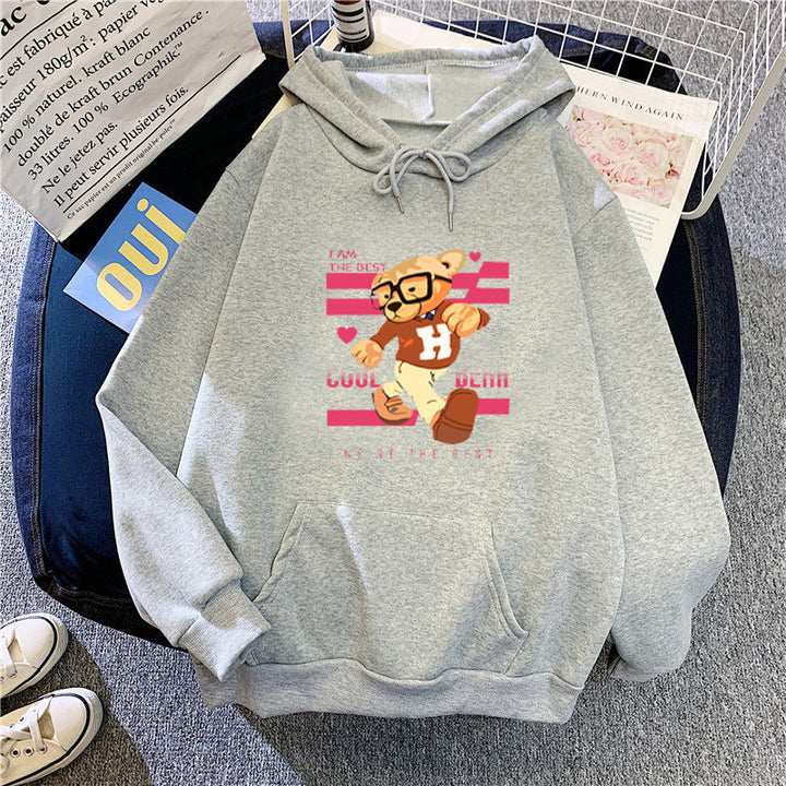 Kvinnors hoodie med roliga björnmotiv och unik grafisk tryck Mirla-Eva Jonsson