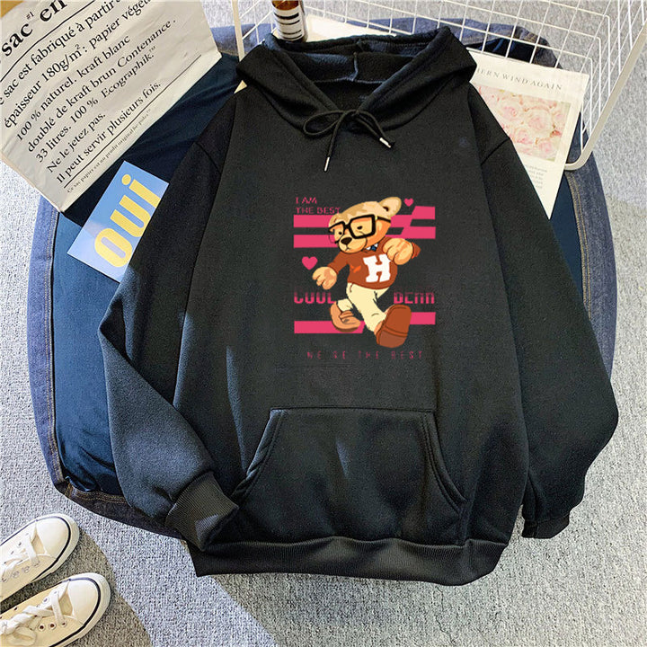 Kvinnors hoodie med roliga björnmotiv och unik grafisk tryck Mirla-Eva Jonsson