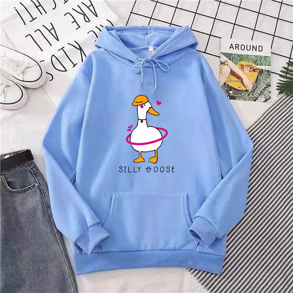 Kvinnors hoodie med roligt anka motiv Mirla-Eva Jonsson
