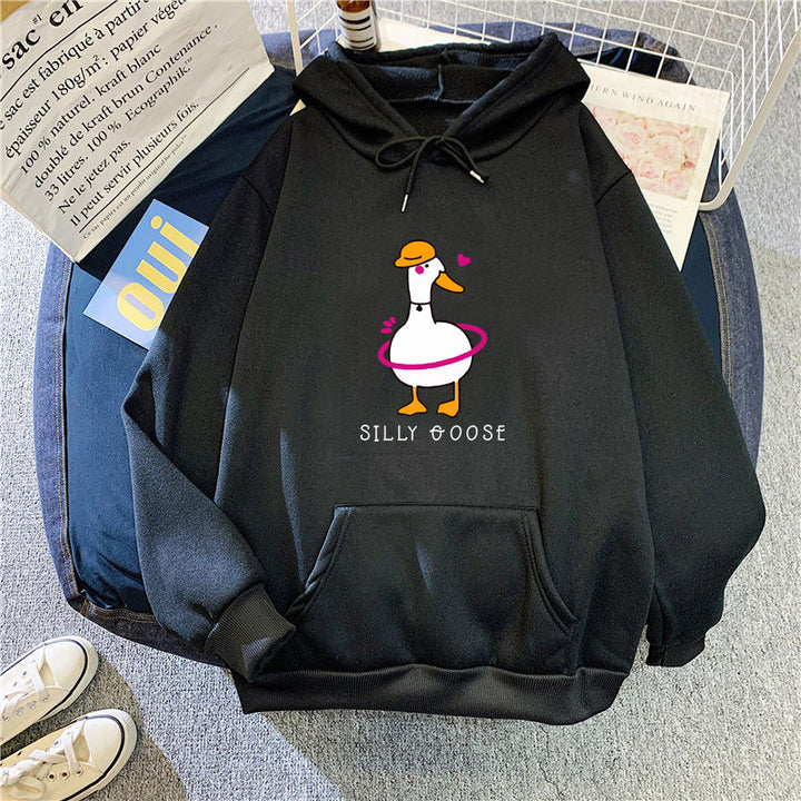 Kvinnors hoodie med roligt anka motiv Mirla-Eva Jonsson