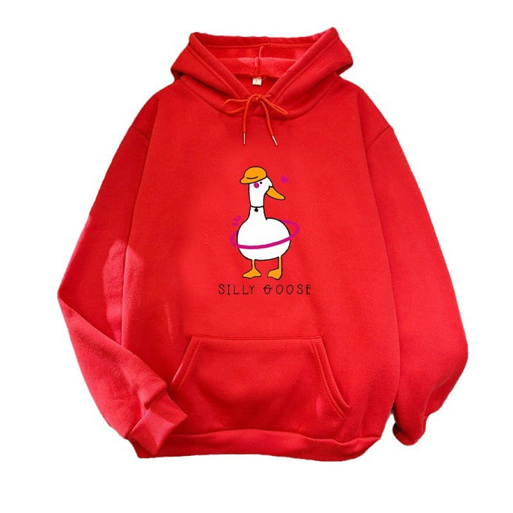 Kvinnors hoodie med roligt anka motiv Mirla-Eva Jonsson