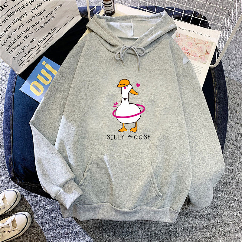 Kvinnors hoodie med roligt anka motiv Mirla-Eva Jonsson