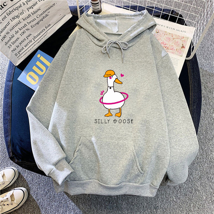 Kvinnors hoodie med roligt anka motiv Mirla-Eva Jonsson