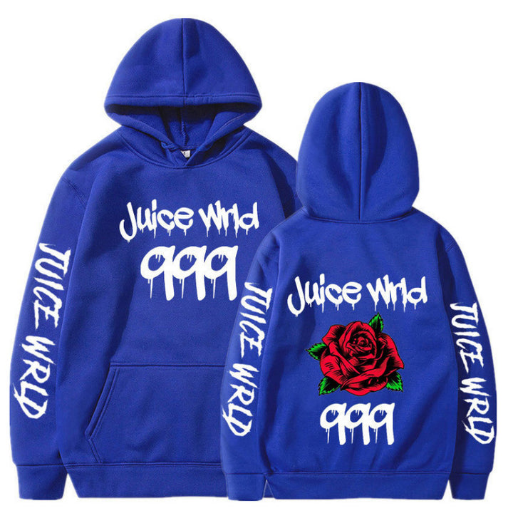 Kvinnors hoodie med slående grafisk design och romantisk ros motiv Mirla-Eva Jonsson