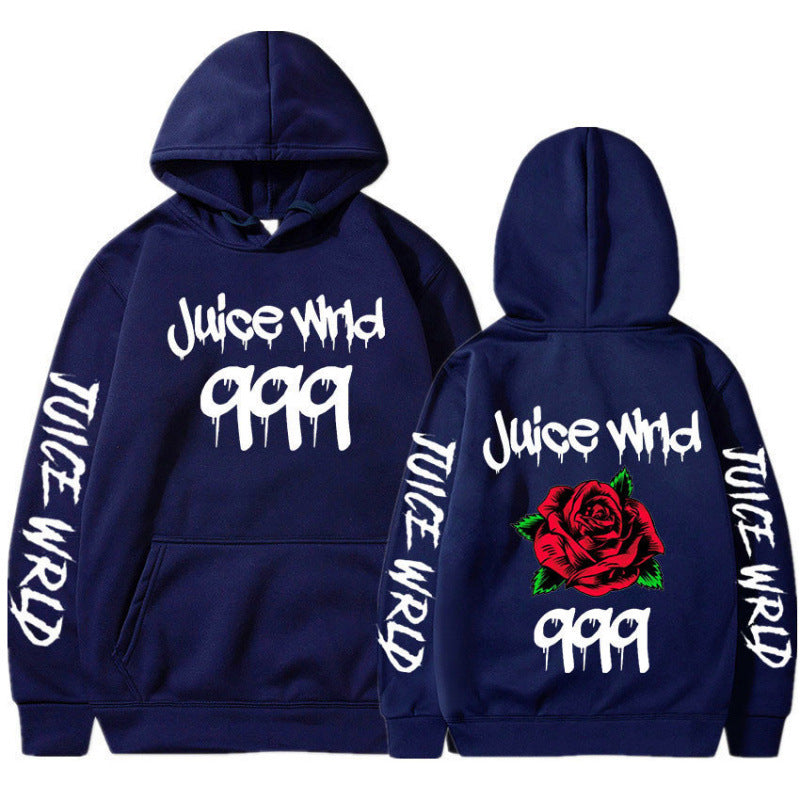 Kvinnors hoodie med slående grafisk design och romantisk ros motiv Mirla-Eva Jonsson