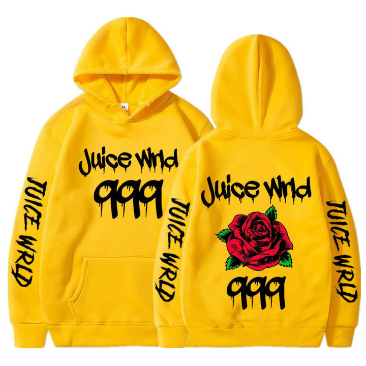 Kvinnors hoodie med slående grafisk design och romantisk ros motiv Mirla-Eva Jonsson