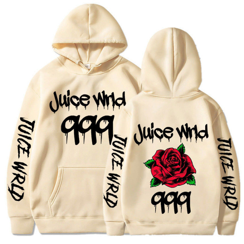 Kvinnors hoodie med slående grafisk design och romantisk ros motiv Mirla-Eva Jonsson