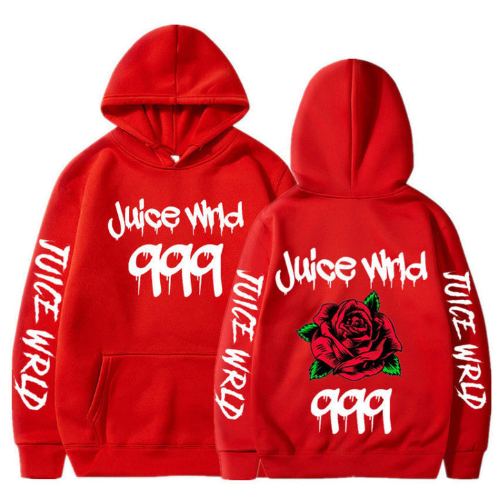 Kvinnors hoodie med slående grafisk design och romantisk ros motiv Mirla-Eva Jonsson