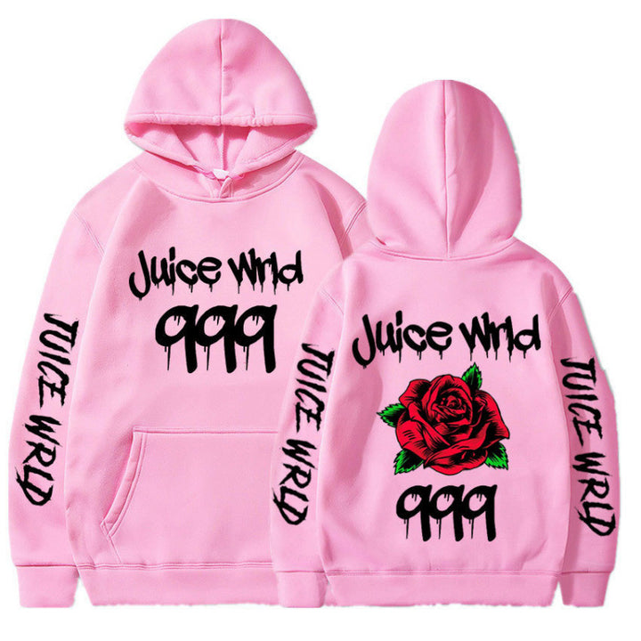 Kvinnors hoodie med slående grafisk design och romantisk ros motiv Mirla-Eva Jonsson