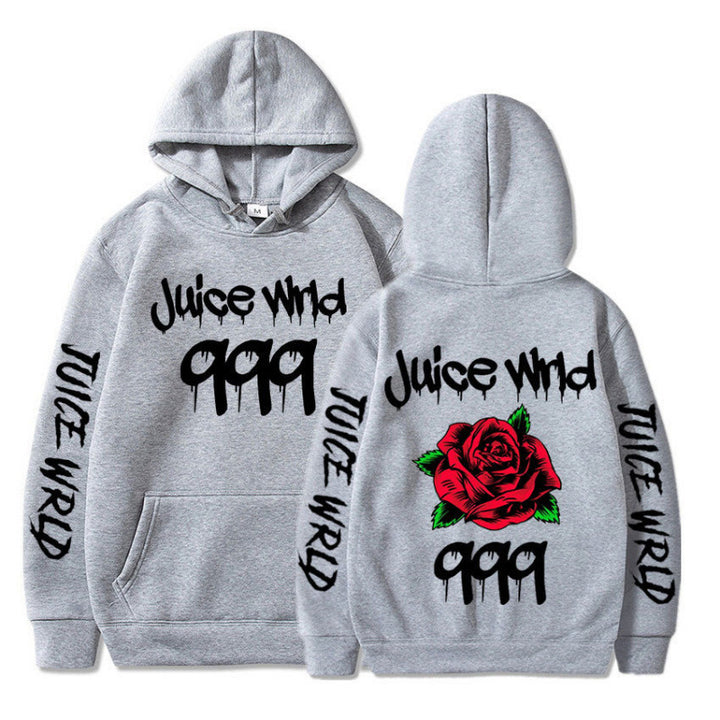 Kvinnors hoodie med slående grafisk design och romantisk ros motiv Mirla-Eva Jonsson