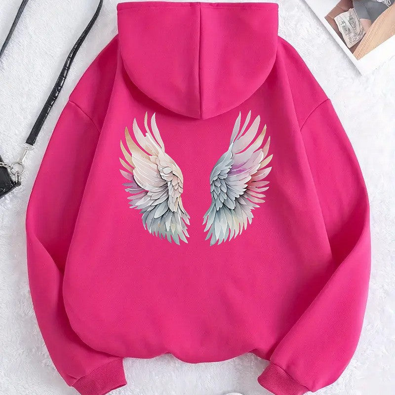 Kvinnors hoodie med stilfull design av änglavingar Mirla-Eva Jonsson