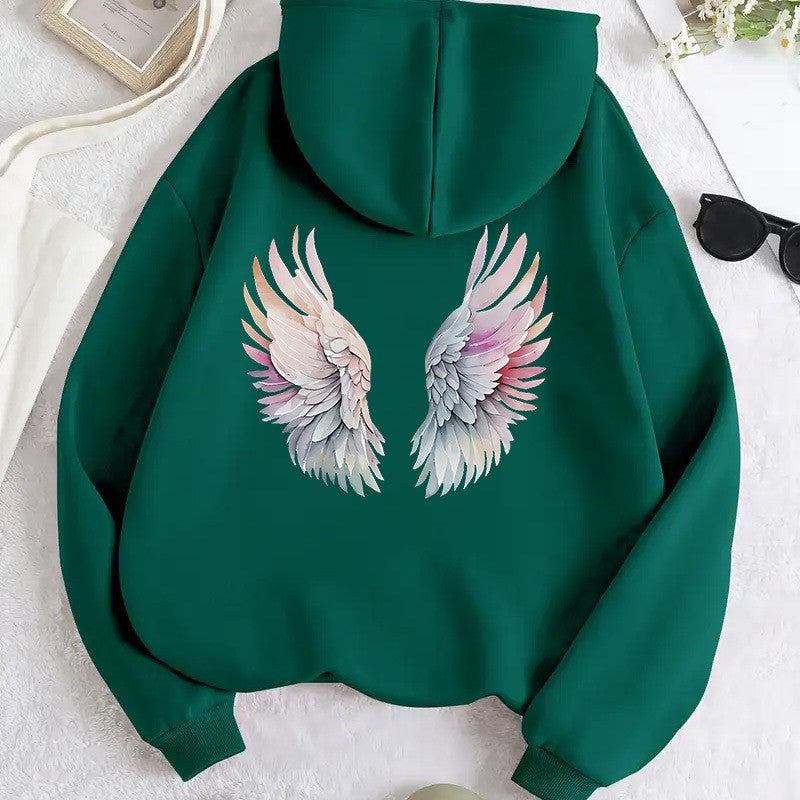 Kvinnors hoodie med stilfull design av änglavingar Mirla-Eva Jonsson