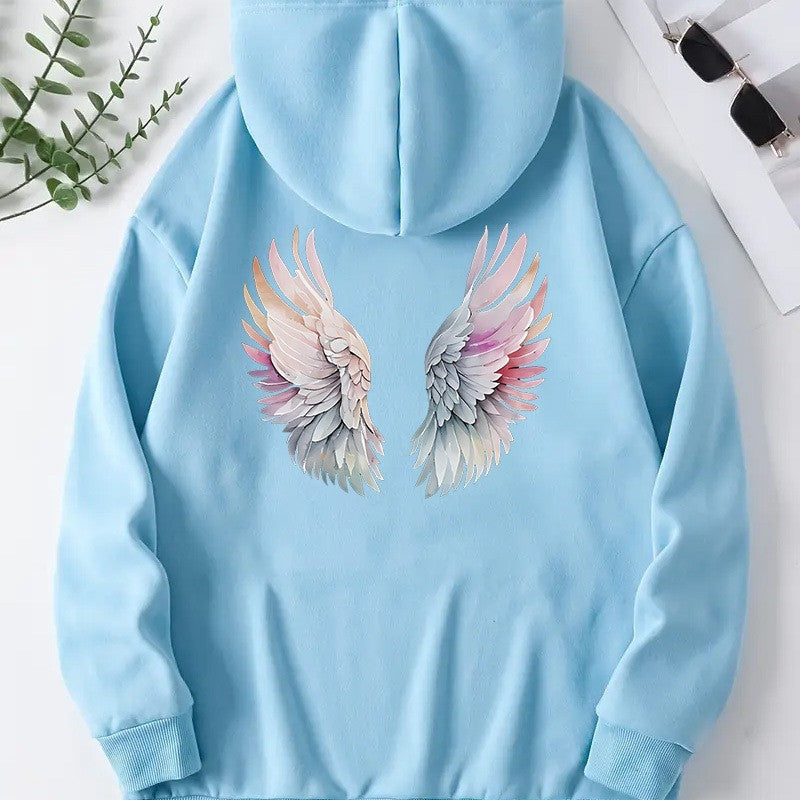 Kvinnors hoodie med stilfull design av änglavingar Mirla-Eva Jonsson