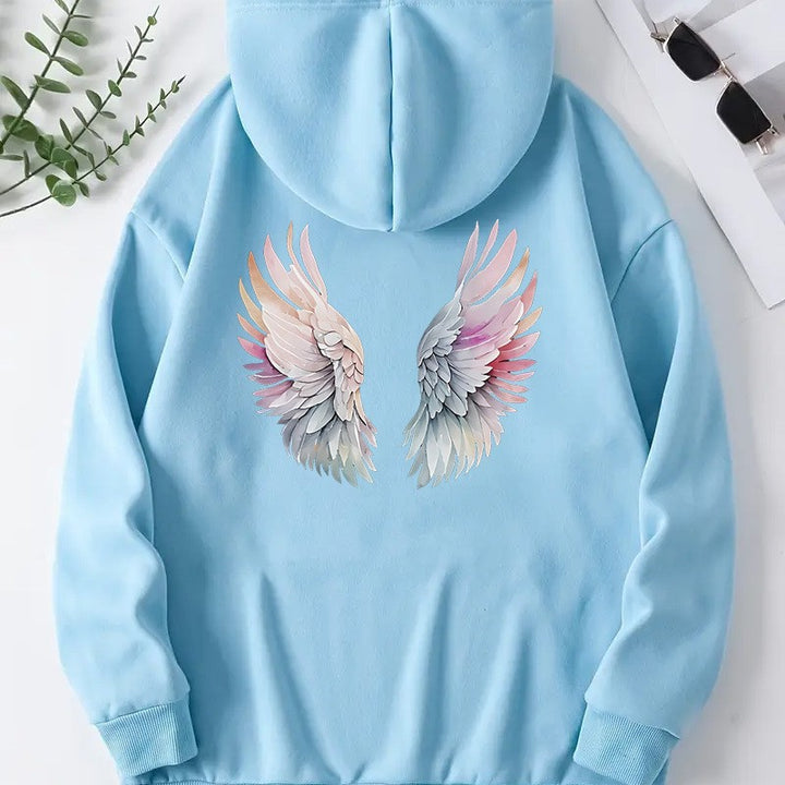 Kvinnors hoodie med stilfull design av änglavingar Mirla-Eva Jonsson