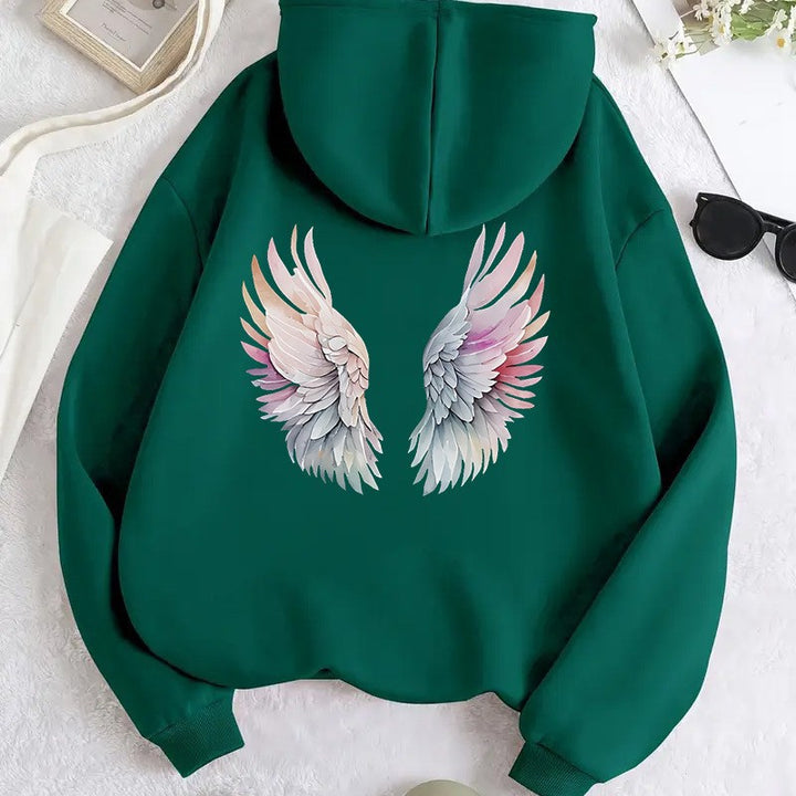 Kvinnors hoodie med stilfull design av änglavingar Mirla-Eva Jonsson