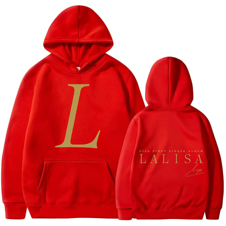 Kvinnors hoodie med stiliga initialtryck och generös känguruficka Mirla-Eva Jonsson
