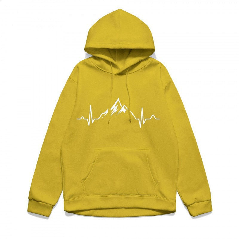 Kvinnors hoodie med stiligt bergmotiv och högkvalitativ bomull Mirla-Eva Jonsson