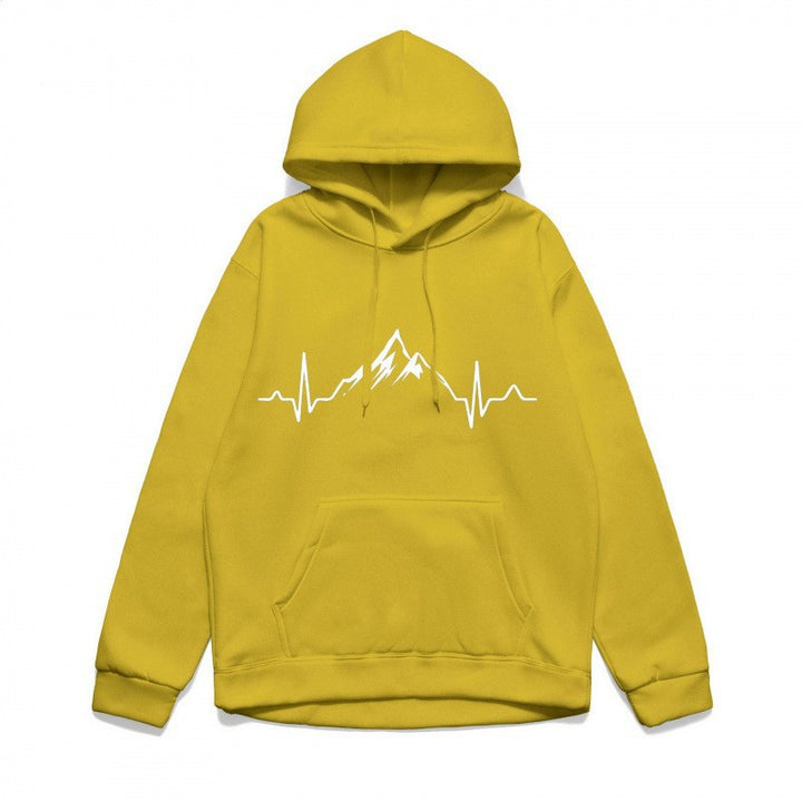 Kvinnors hoodie med stiligt bergmotiv och högkvalitativ bomull Mirla-Eva Jonsson