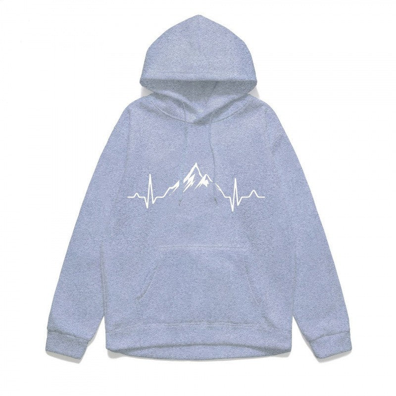 Kvinnors hoodie med stiligt bergmotiv och högkvalitativ bomull Mirla-Eva Jonsson