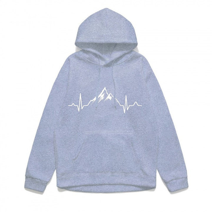 Kvinnors hoodie med stiligt bergmotiv och högkvalitativ bomull Mirla-Eva Jonsson