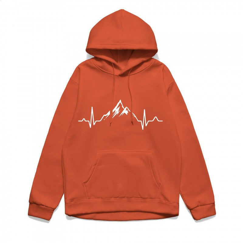 Kvinnors hoodie med stiligt bergmotiv och högkvalitativ bomull Mirla-Eva Jonsson